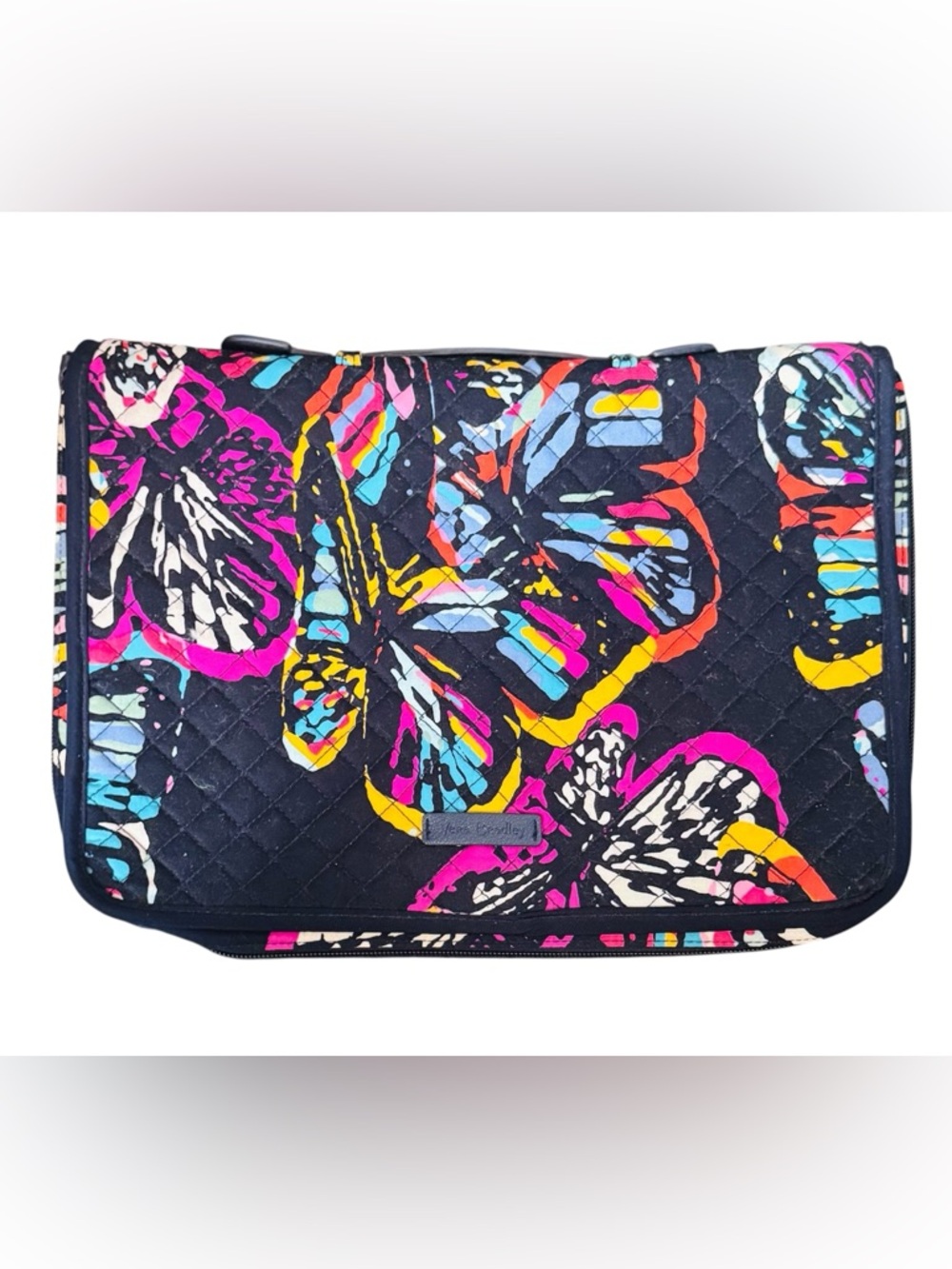 Vera Bradley Quilted Jewelry Organizer with Neon Butterfly Print - Navy/Multi